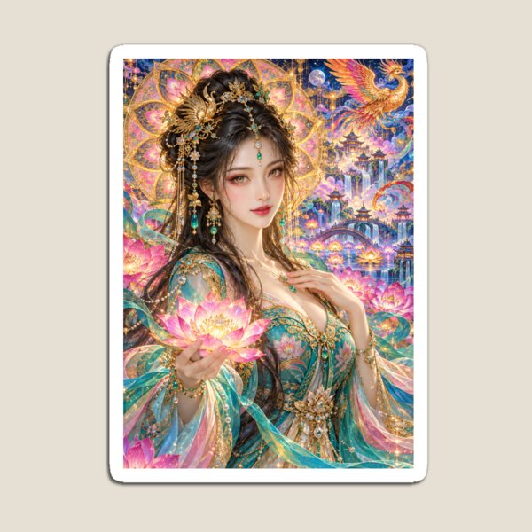 Item preview, Lotus Dream - Psychedelic Chinese Fantasy Goddess Art designed and sold by SEIMEI2025.
