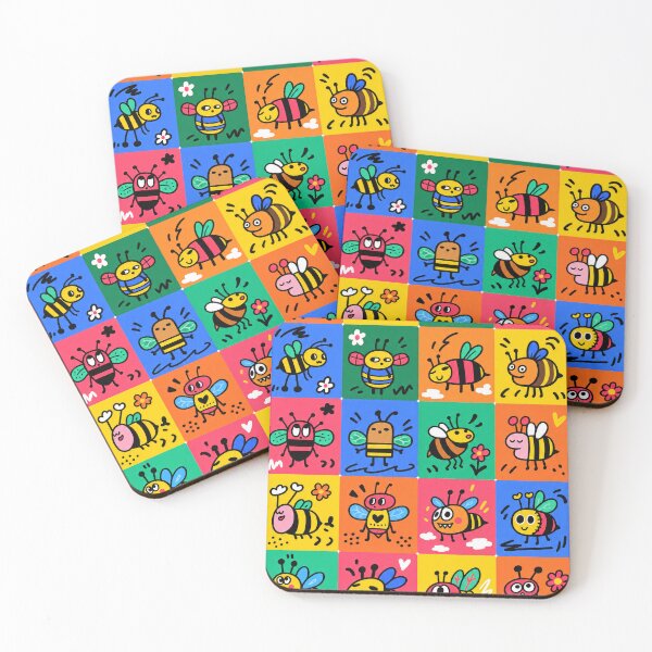 Item preview, Cute Bees with Flowers and Colorful Hearts designed and sold by Artistikastore.