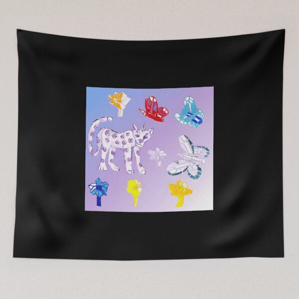Item preview, Whimsical Purple Spotted Cat with Colorful Butterflies designed and sold by PeaceTypo.