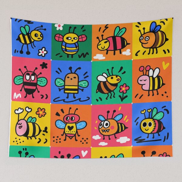 Item preview, Cute Bees with Flowers and Colorful Hearts designed and sold by Artistikastore.