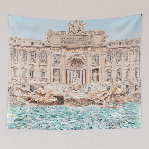 Item preview, Fontana di Trevi Rome Watercolor Print – Italian Cityscape designed and sold by POSTERIOCREW.