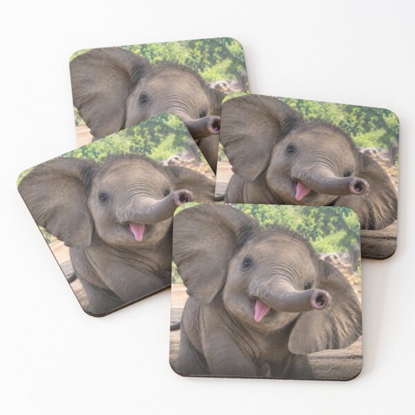 Item preview, Cute Happy Baby Elephant Tongue Out Wildlife Photography designed and sold by poell7072.
