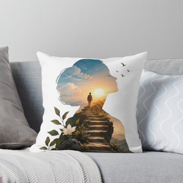 Item preview, Woman Silhouette Sunrise Mountain Pathway Double Exposure Art designed and sold by poell7072.
