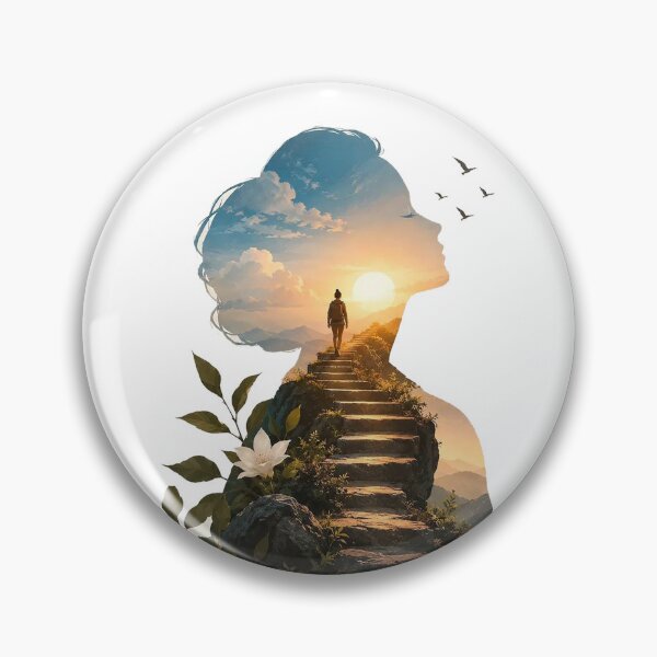 Item preview, Woman Silhouette Sunrise Mountain Pathway Double Exposure Art designed and sold by poell7072.