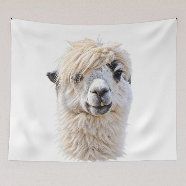 Item preview, Funny Alpaca Portrait with Crazy Blonde Hair designed and sold by Medve Photography & Design.