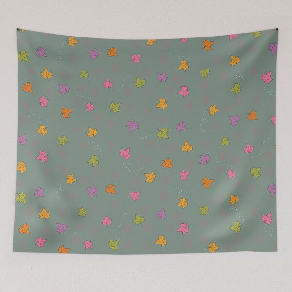 Item preview, Windy Autumn. Fall Leaves and Whimsical Seasonal Foliage in Green designed and sold by Sukilopi.