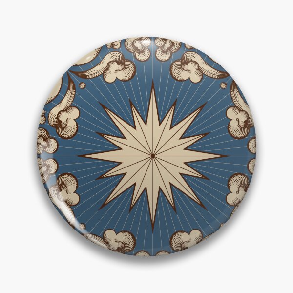 Item preview, Blue Vintage Engraving Clouds and Compass Star designed and sold by Drop of Sea.