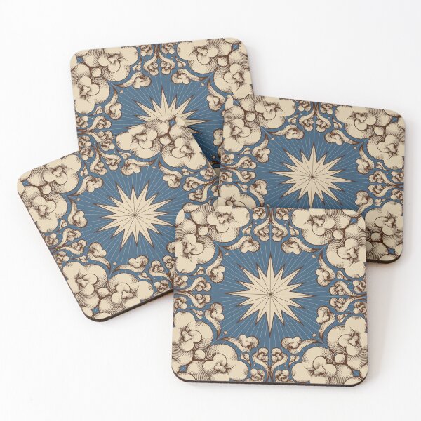 Item preview, Blue Vintage Engraving Clouds and Compass Star designed and sold by Drop of Sea.