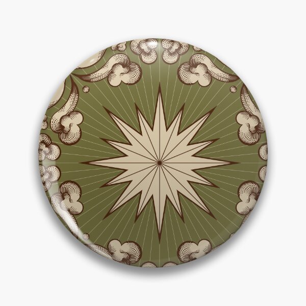 Item preview, Green Olive from Blue Vintage Engraving Clouds and Compass Star designed and sold by Drop of Sea.
