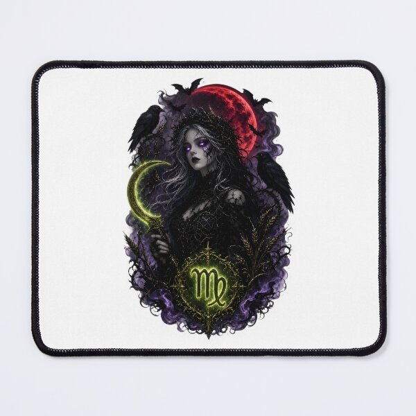 Item preview, Gothic Virgo Witch Blood Moon Zodiac Art designed and sold by Zodiac Celestial Art.