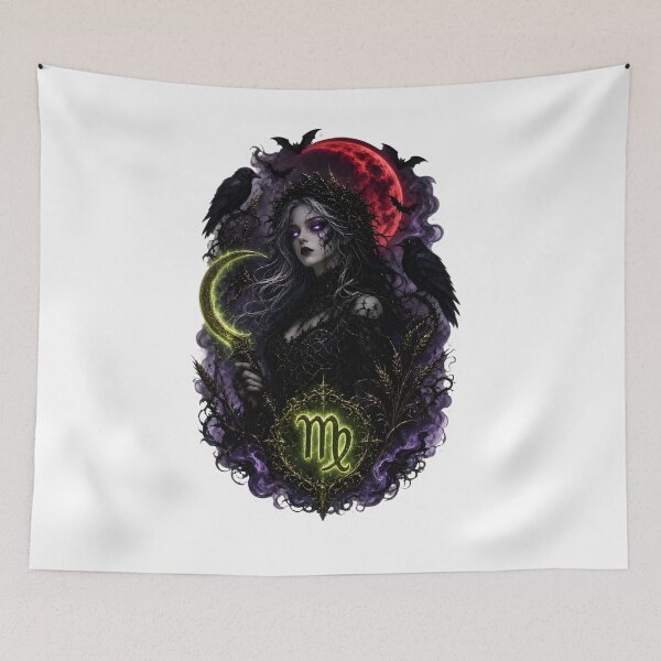 Item preview, Gothic Virgo Witch Blood Moon Zodiac Art designed and sold by Zodiac Celestial Art.