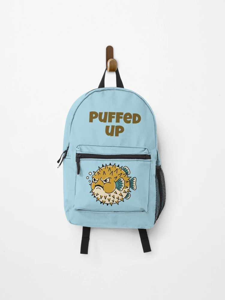 Thumbnail 1 of 3, Backpack, Grumpy Pufferfish Tattoo Flash designed and sold by Rariks.
