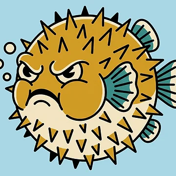 Artwork thumbnail, Grumpy Pufferfish Tattoo Flash by Rariks