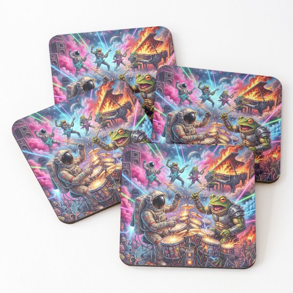 Item preview, Astronaut and Alien Frogs Heavy Metal Cosmic Concert Pop Surrealism designed and sold by Rain-Road.