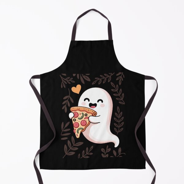 Item preview, Cute Ghost Eating Pizza – Funny Spooky Foodie Kawaii Art designed and sold by jkrphoto.