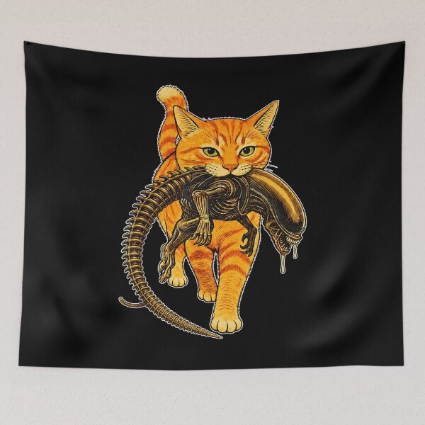 Item preview, Cat Carrying Alien Halloween Funny Sci Fi Cat  designed and sold by Lalanian-Shop.