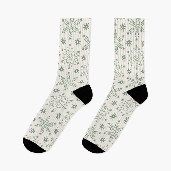 Item preview, Festive Snowflakes Green on Cream designed and sold by Pinkdeer Designs.
