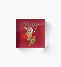 Santa Reindeer - Xmas - Christmas Red Noise Reindeer Acrylic Block
