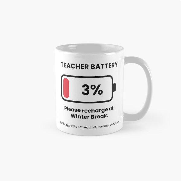 Item preview, Teacher Battery at 3% – Please Recharge with Winter Break designed and sold by Trendyoll  ⭐⭐⭐⭐⭐.