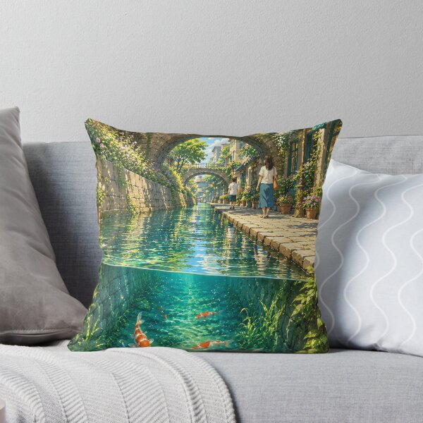 Item preview, Sunlit Koi Canal – Peaceful Summer Village designed and sold by Curio Meridian.