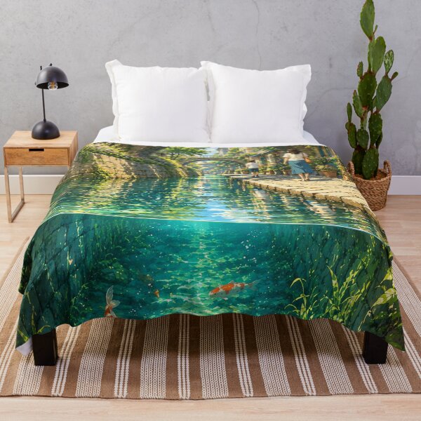 Item preview, Sunlit Koi Canal – Peaceful Summer Village designed and sold by Curio Meridian.