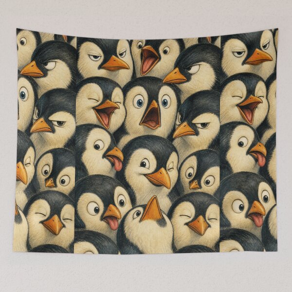 Item preview, Funny Penguin Faces Expression Collage designed and sold by merchxwear.