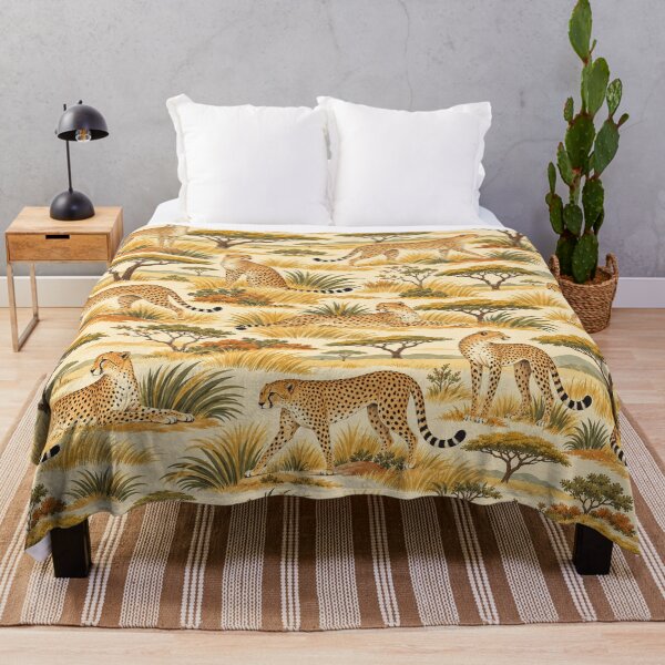 Item preview, Golden Grasslands – Retro Cheetah Pattern with Acacia Trees designed and sold by Paper-Pickle.