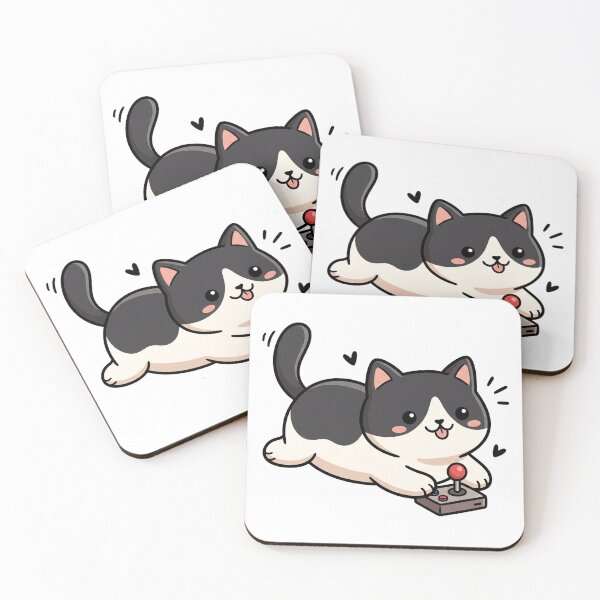 Item preview, Tuxedo Cat Pouncing On Joystick designed and sold by DariaDoodleArt.