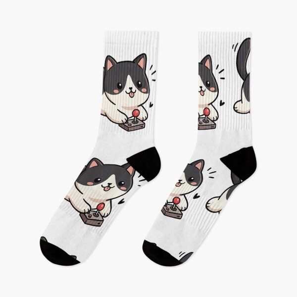 Item preview, Tuxedo Cat Pouncing On Joystick designed and sold by DariaDoodleArt.
