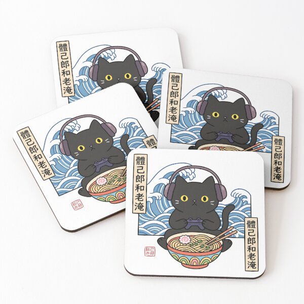 Item preview, Gamer Cat Ramen And Great Wave designed and sold by DariaDoodleArt.