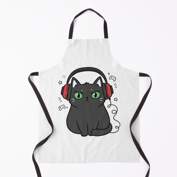 Item preview, Black Cat With Headphones And Gamepads designed and sold by DariaDoodleArt.
