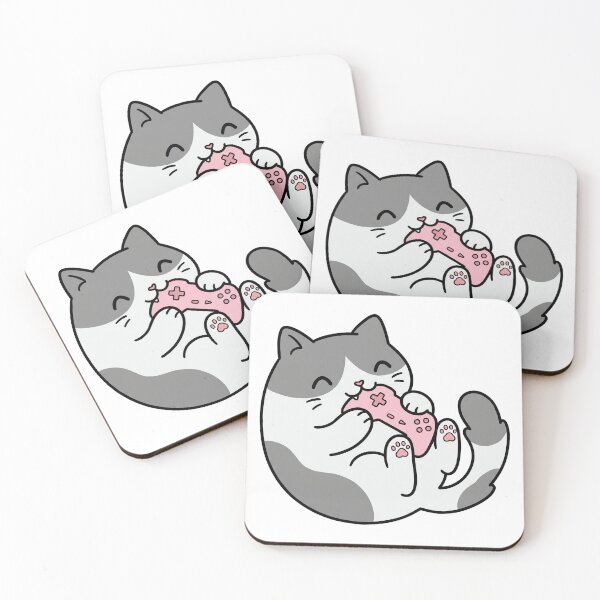 Item preview, Cat Biting A Pink Game Controller designed and sold by DariaDoodleArt.