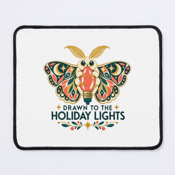 Item preview, Drawn to the Holiday Lights Christmas Moth designed and sold by TeNovaStudio.