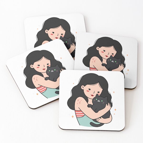 Item preview, Goth Girl Hugging Black Cat designed and sold by DariaDoodleArt.