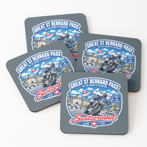 Item preview, Great St Bernard Pass, Valais, Switzerland Motorcycle Sticker TShirt 01 designed and sold by OuterShellUK.