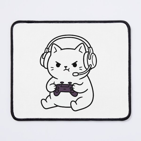 Item preview, Angry Cat With Headset And Controller designed and sold by DariaDoodleArt.