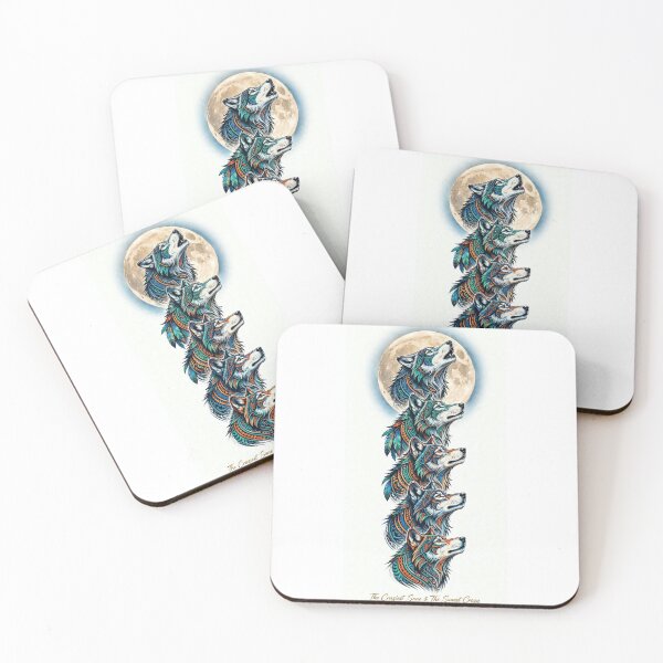 Item preview, Five Wolves Howling Totem Moon Stack designed and sold by Ahmadhamroush.