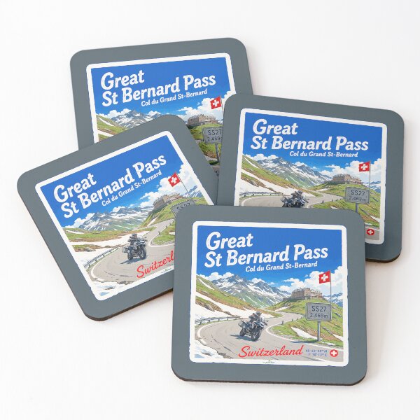 Item preview, Great St Bernard Pass, Valais, Switzerland Motorcycle Sticker TShirt 03 designed and sold by OuterShellUK.