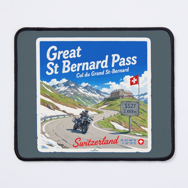 Item preview, Great St Bernard Pass, Valais, Switzerland Motorcycle Sticker TShirt 03 designed and sold by OuterShellUK.