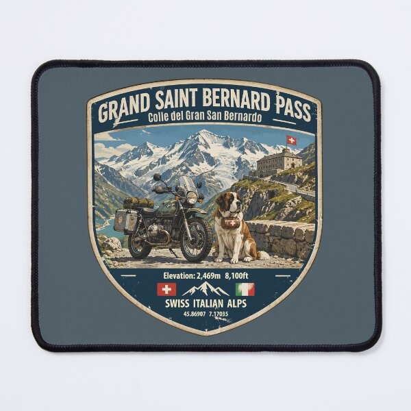 Item preview, Great St Bernard Pass, Valais, Switzerland Motorcycle Sticker TShirt 04 designed and sold by OuterShellUK.