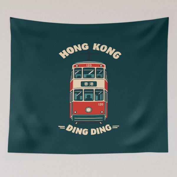 Item preview, Hong Kong Ding Ding Tram – Minimalist Double Decker Streetcar Art designed and sold by Globalcitytees.
