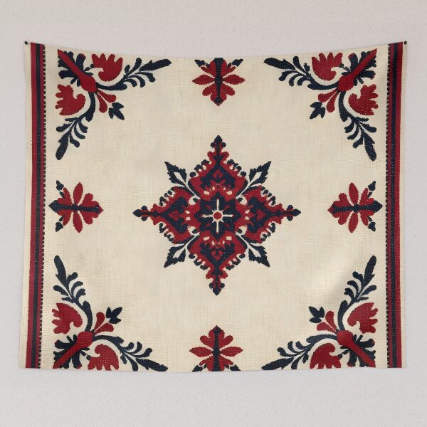 Item preview, ​Traditional Folk Embroidery Red Blue Motif designed and sold by ART BOND.
