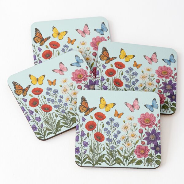 Item preview, Wildflower and butterfly art, colorful botanical illustration, spring meadow nature, aesthetic home decor design designed and sold by Knightofartx25.