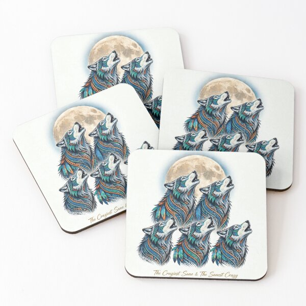 Item preview,  Five Wolves Moon Howling Totem Pack designed and sold by Ahmadhamroush.