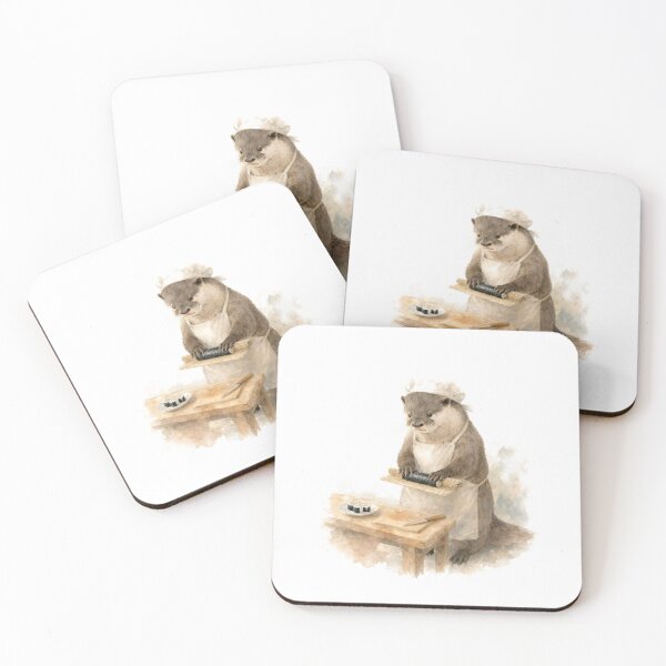 Item preview, Otter Sushi Chef Watercolor Illustration designed and sold by DoodleMenagerie.