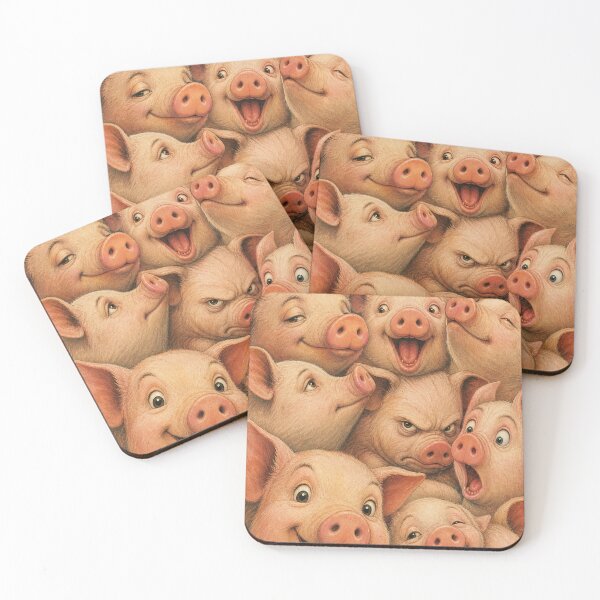 Item preview, Funny Pink Piglets Vintage Illustration designed and sold by merchxwear.