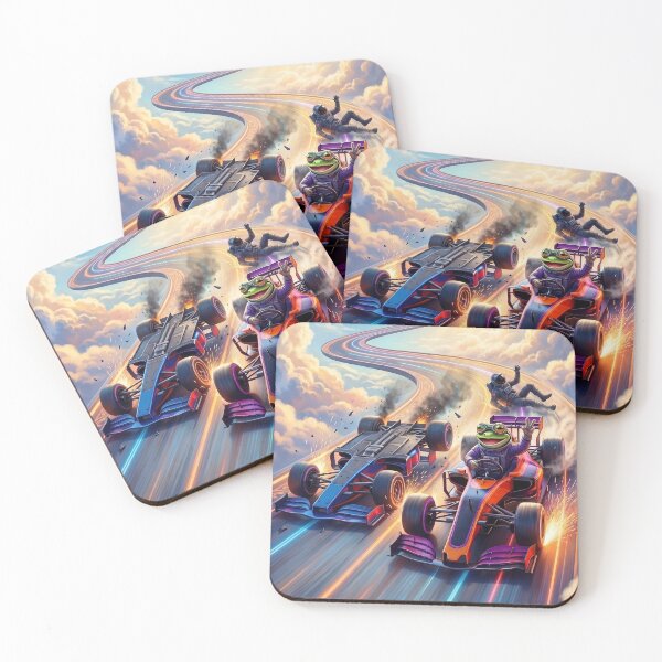 Item preview, Alien Frog Defeats Astronaut F1 Race Crash Pop Surrealism designed and sold by Rain-Road.