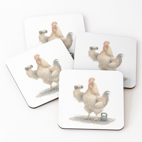 Item preview, Rooster Fitness Coach Watercolor Illustration designed and sold by DoodleMenagerie.