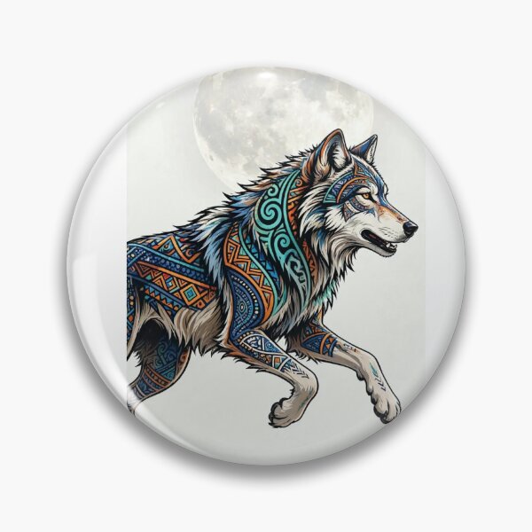 Item preview, Tribal Wolf Running Under Full Moon designed and sold by Ahmadhamroush.