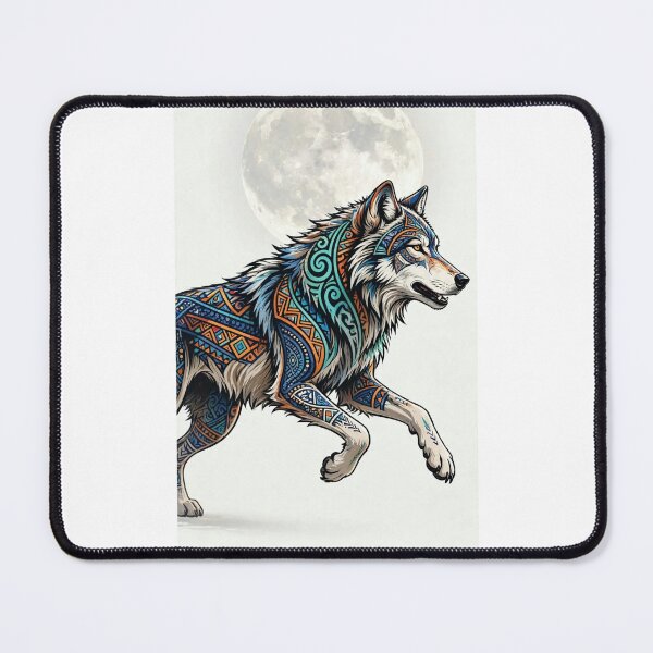 Item preview, Tribal Wolf Running Under Full Moon designed and sold by Ahmadhamroush.